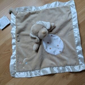 Tan and White Plush Dog Security Blanket